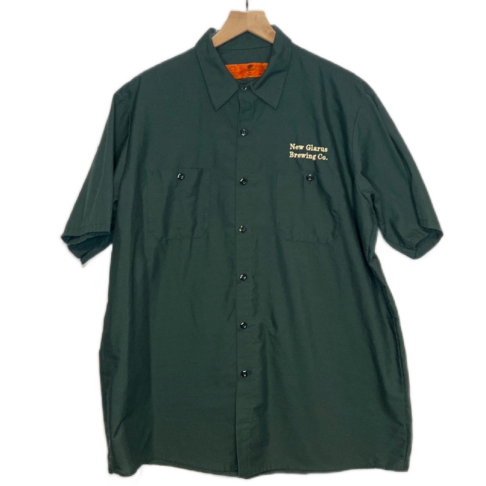 New Glarus Brewing Co. Red Kap Work Shirt Short Sleeve Green Button Down XL Beer